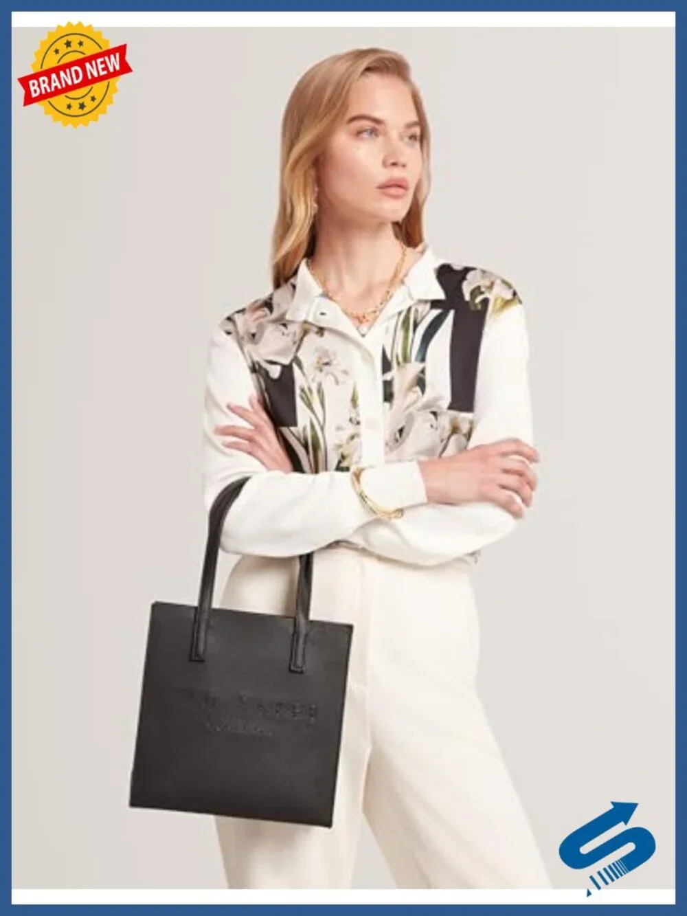 PU Tote Bag with Shoulder Straps - Roomy Interior, Structured Silhouette